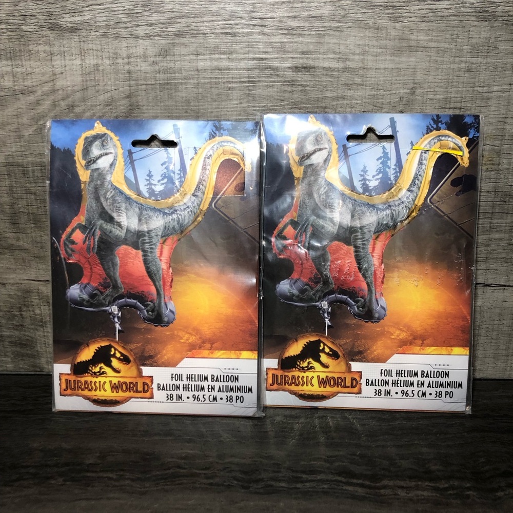 Jurassic World Gold & Gray Raptor Foil Helium Balloon